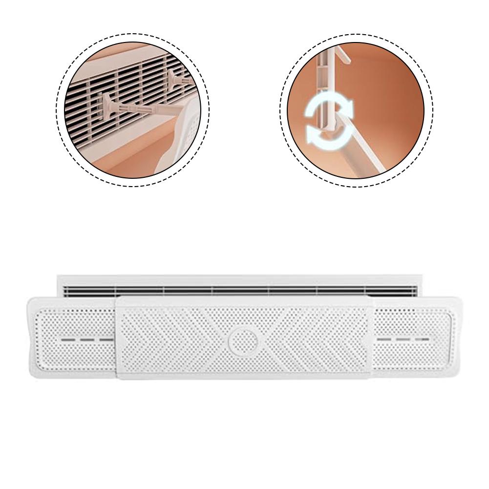 Air Vent Deflector 43x20x4cm Plastic White Retractable From 60 Cm (23.6 In) To 94 Cm (37 In) 180° Adjustable Air Conditioner