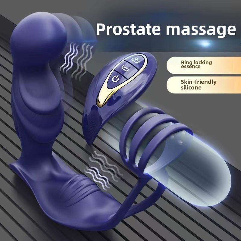 Prostate Massager Wireless Remote Control Male Masturbation Rear Anal Plug Cum Locking Ring Vibrator