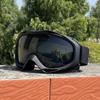 Ski goggles for men and women, adult-sized, with cylindrical lenses, double-layered anti-fog and windproof design, and a clip-on feature for