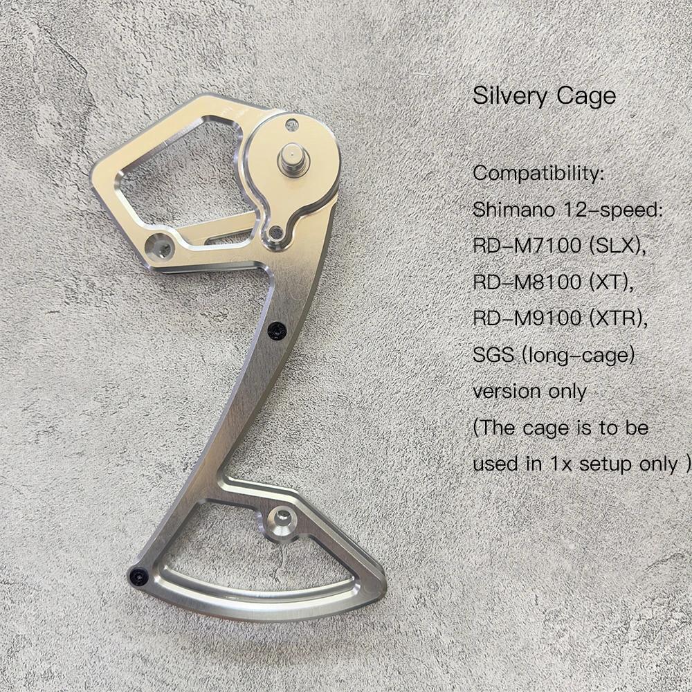 Mtb Rear Derailleur Cage Pulley Wheels for Shimano 12 speed Derailleur Oversized Bearing For SLX XT XTR M7100 M8100 M9100 SGS 10-Silver Cage