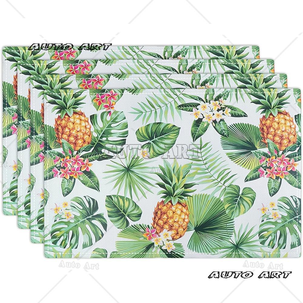 

4pcs Pineapple Placemats Tropical Palm Leaves Plants Table Mats Washable Place Mats for Home Party Indoor Kitchen Decoration 4 PCS 12x18inch