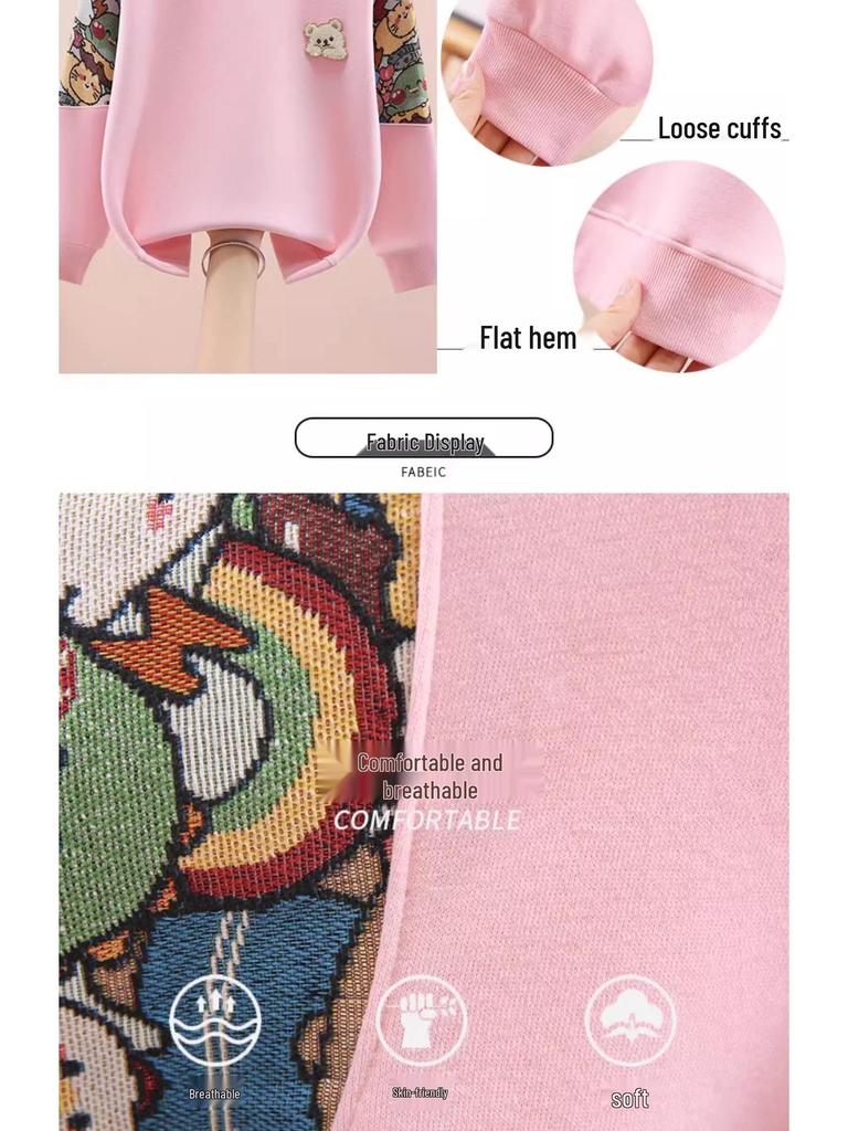 Girls' White Long Sleeve Sweatshirt - Spring Fashionable Top for Children