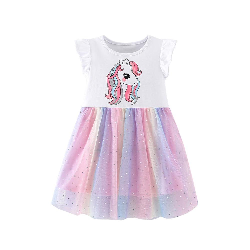 

Spring/Summer 2026 Girls Ruffle Sleeve Mesh Dress with Cute Animal Print 7Y (140cm)