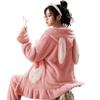 Autumn and Winter Women's Flannel Thickened Warm Suit Pajamas Lovely Simple Home Clothes