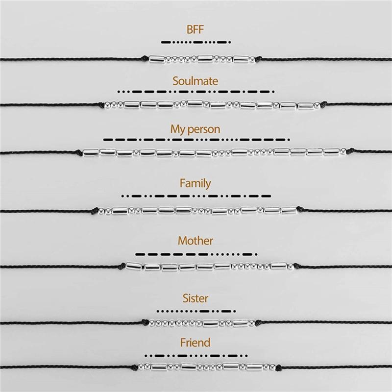 Runde Abstandshalter Perlen Lange Röhren-Abstandshalter Manuell verstellbares Armband Halskette Morsecode Entschlüsselungskarte Seil Set