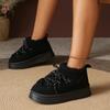 Fashion Casual Thick Bottom Snow Boots Women 2025 Winter Comfort Round Toe Short Plush Booties Fashion Lace Up Decoration Furry Boots