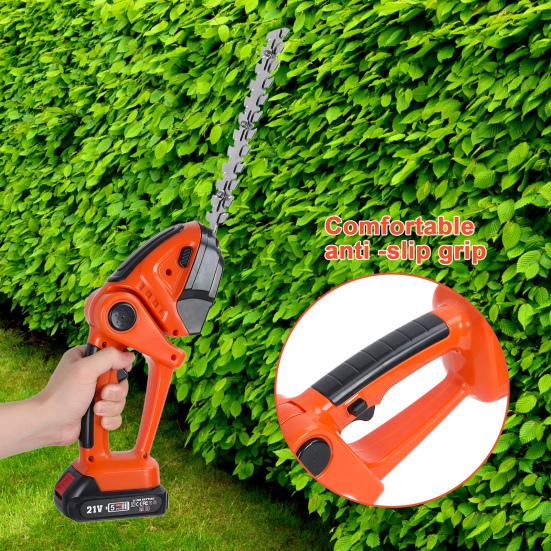 Cordless Electric Hedge Trimmer, 2-in-1 Handheld Grass Shears with 2 Batteries and Charger