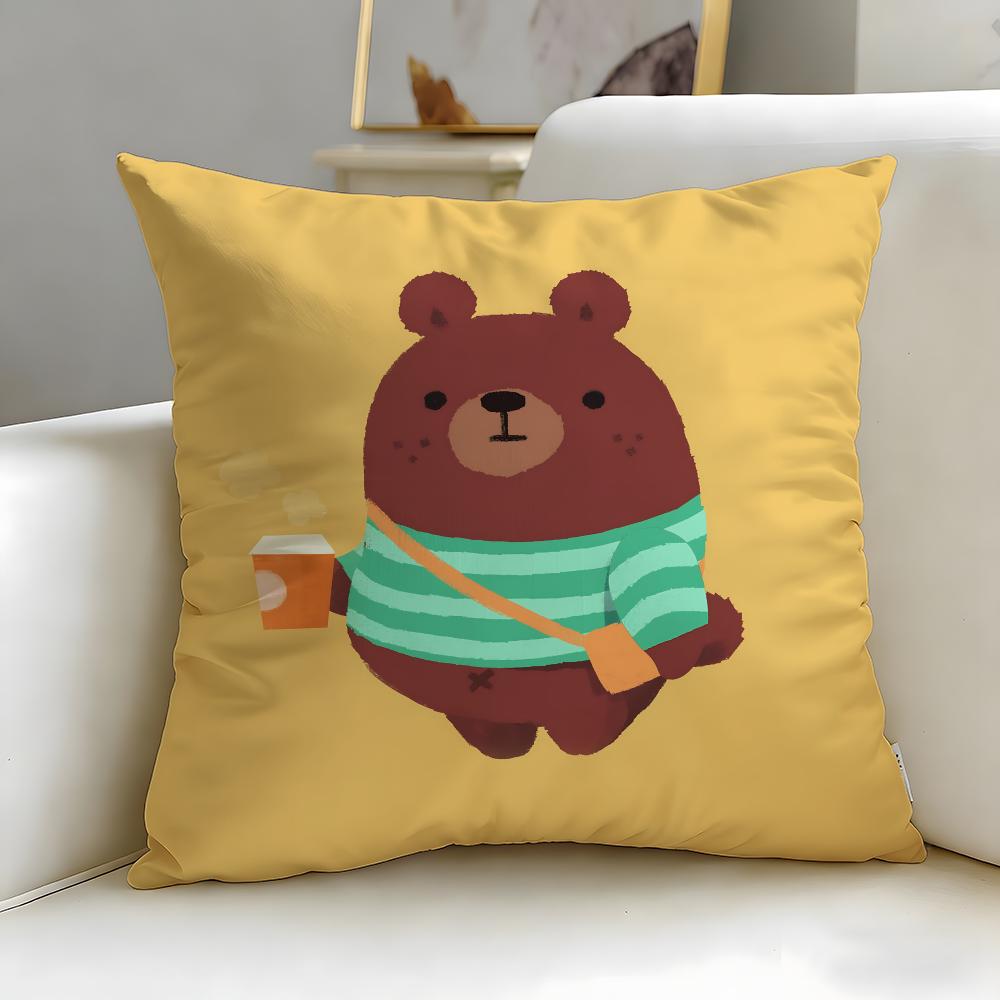 Animal Cute Little Bear Cushion Cover Soft & Easy-Wash Pillow Case – Versatile For Couch, Bed, Travel And Office