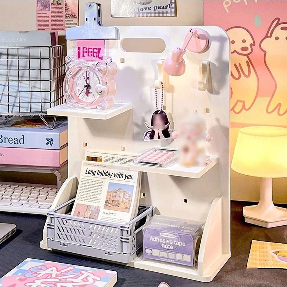 INS Small Card Display Shelf Partition Desks Pegboard Vertical Desktop Hole Board  Office