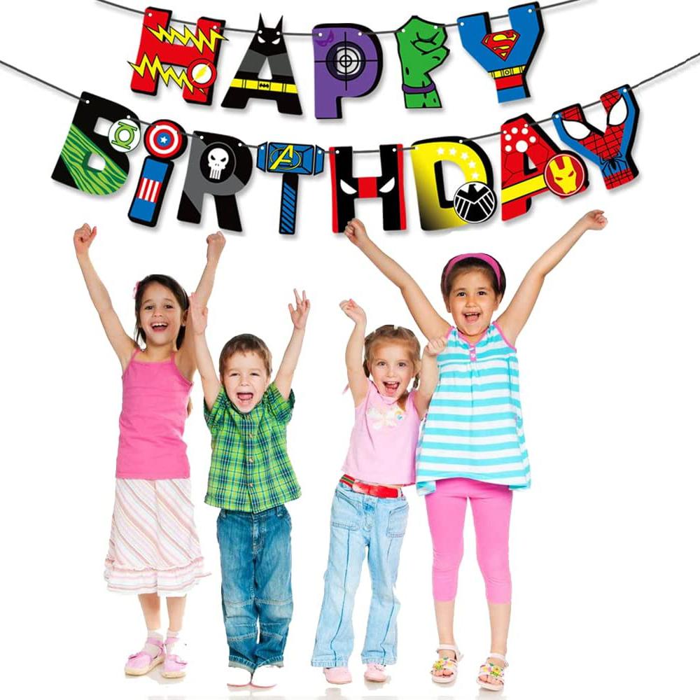 38Pcs Superhero Themed Party Supplies Avenger Birthday Party Decor for Children