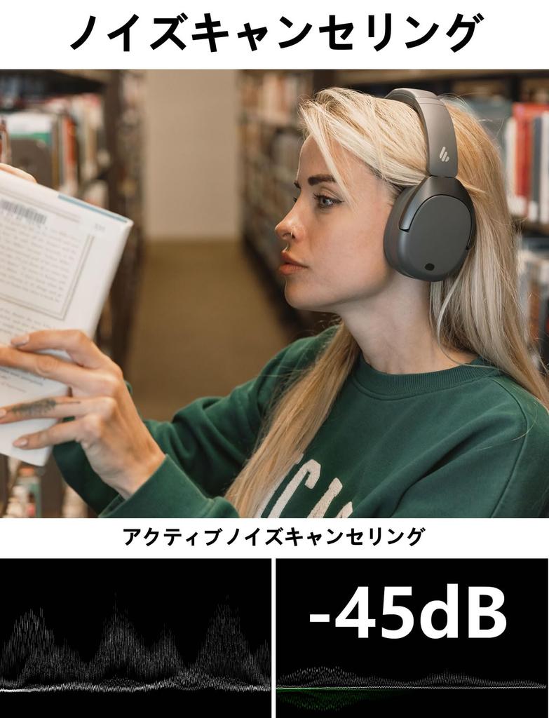 Edifier W830NB Wireless Noise-Canceling Headphones with Bluetooth 5.4, LDAC Hi-Res Audio, AAC for iPhone, 94-Hour Playtime, Lightweight and