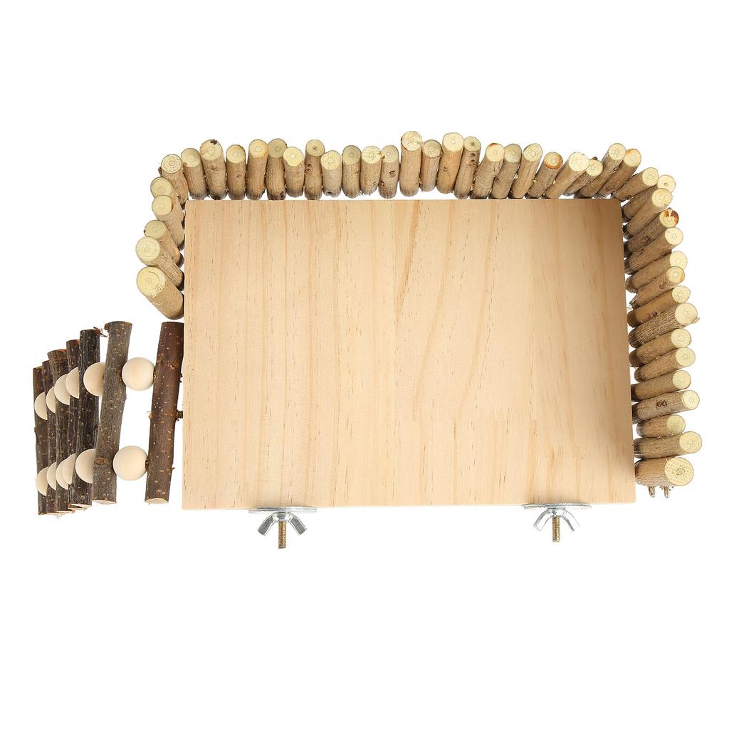 Hamster Climbing Platform Wooden Small Pet Activity Playground with Fence Easy Installation for Sugar Glider Golden Bear