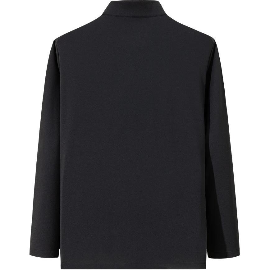 Anta Warm And Comfortable Fleece Long Sleeve Stand Collar Knit Shirt Men Tops Basic-Black 152517420-3