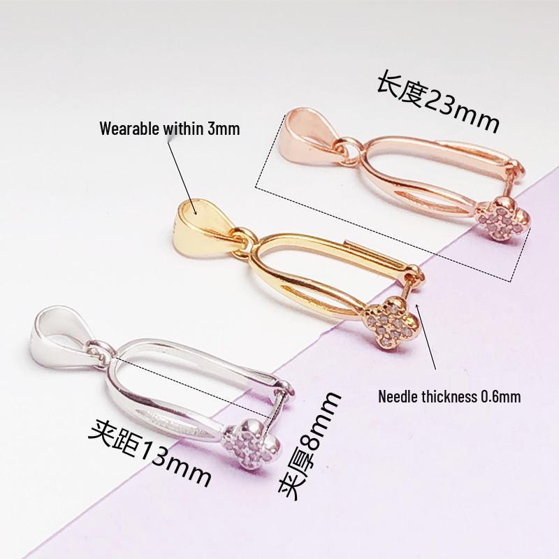 S925 Silver Amber Jasper Safety Clip Charm Pendant for Women