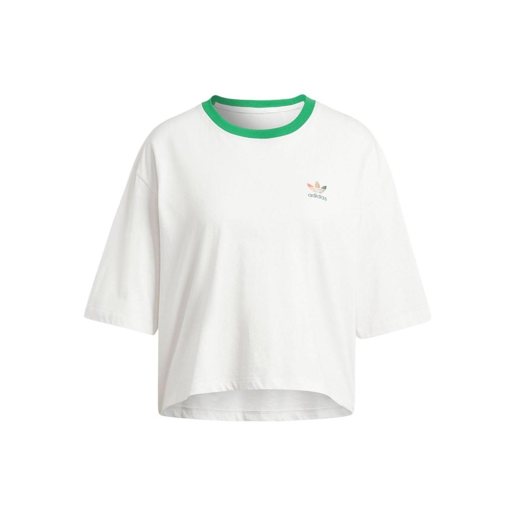 adidas Originals Women's '80s Loose Print Short Sleeve Tee White Green IS0312