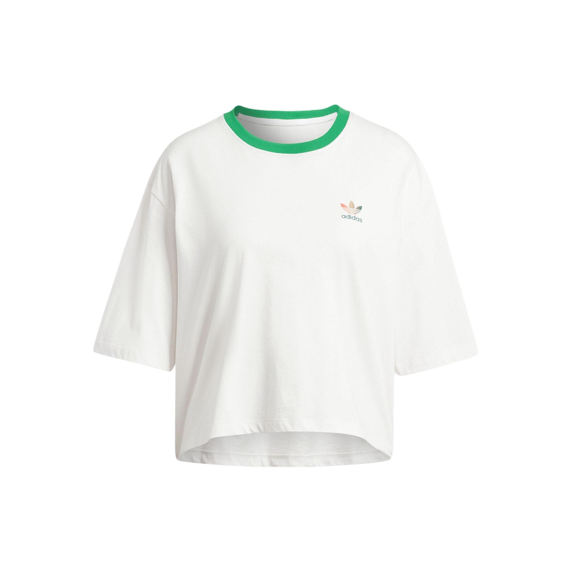 adidas Originals Women s 80s Loose Print Short Sleeve Tee White Green IS0312 XL
