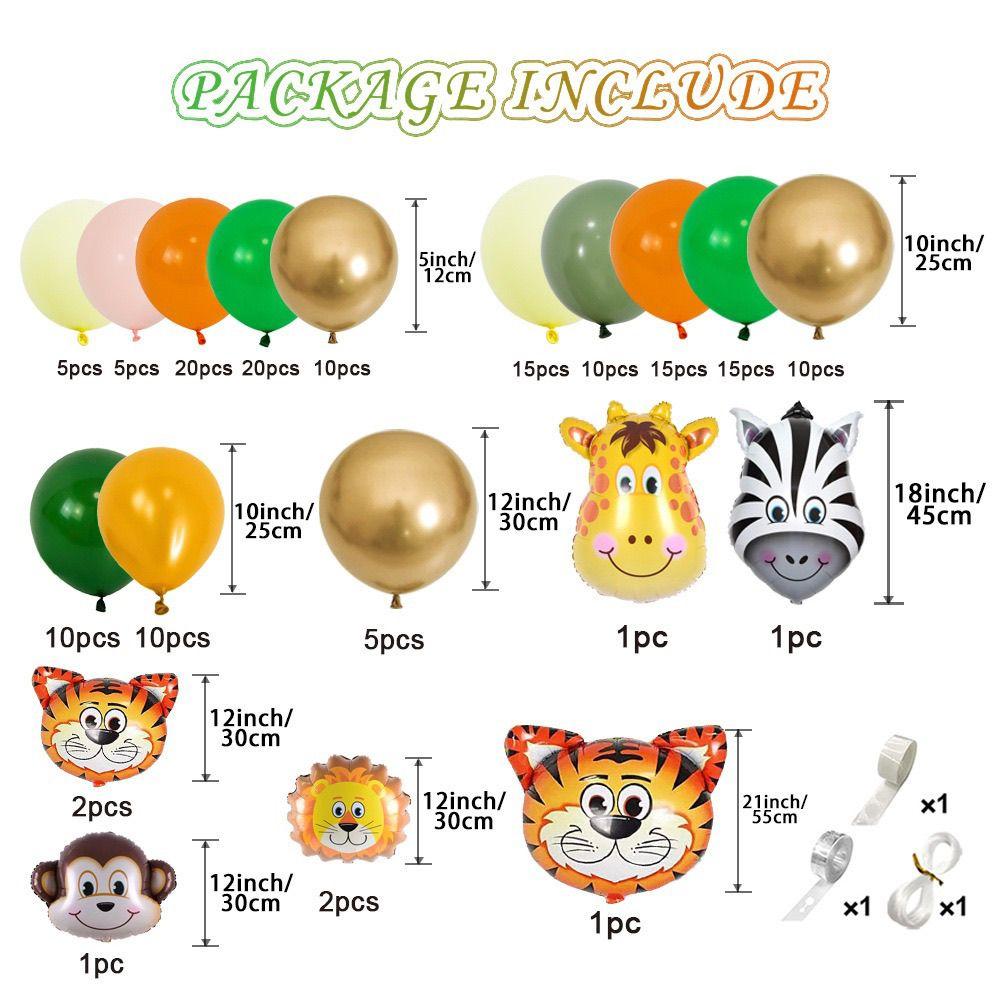Jungle Animal-themed Green Balloon Set, Children's Party Birthday Balloon Set, Party Decoration