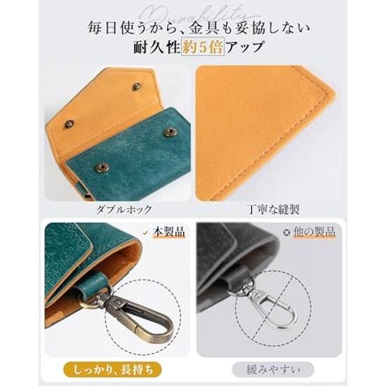 VELNORVAY Key Case Mens Genuine Leather 6 Slots Pueblo Womens Large Capacity Card Storage Wide Pocket Suica Compatible Carabiner Included Recycled Box