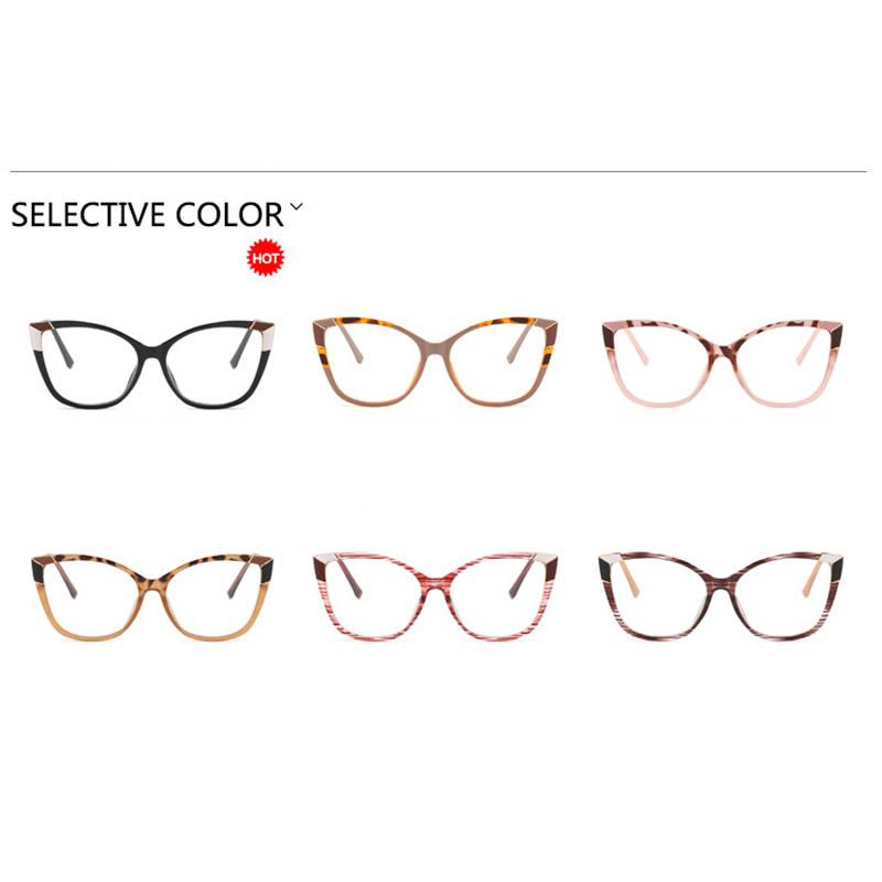 New Arrival Floral Cat Eye Oversized  Women'S Glasses Frame Short Sight Eyewear 0 -0.5 -1 -1.25 -1.5 -1.75 -2.0 To -6