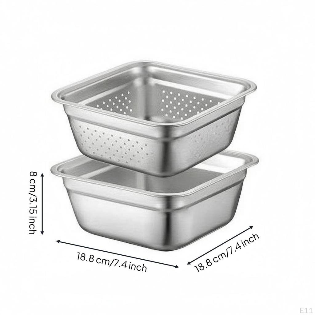 Lavabo Quadrato in Acciaio Inossidabile Lavabo Utilità Robusto per Preparazione Cibo e