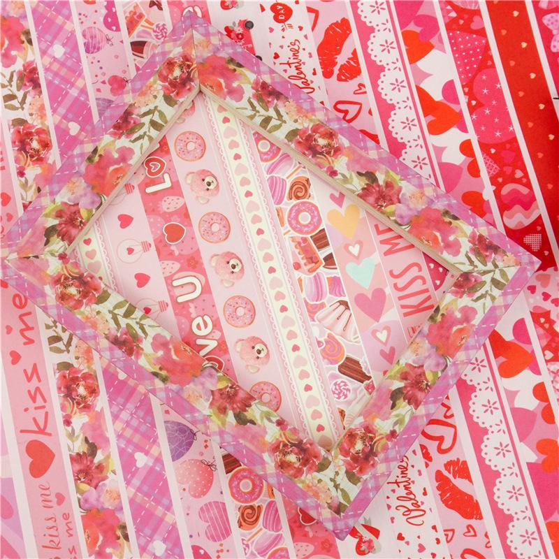 10pcs Valentine's Day Paper Washi Tape Set 15mm Sweet Love Letter Adhesive Masking Tapes Diary Decoration Stickers