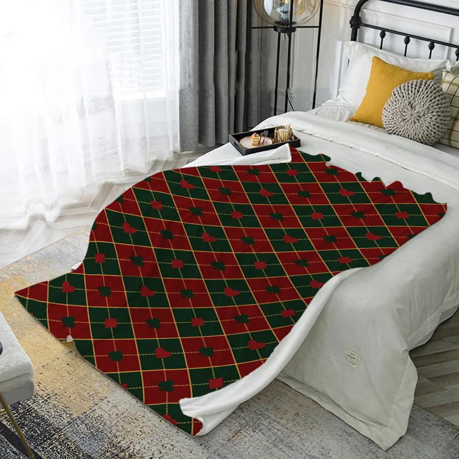 Argyle Pattern Blanket Microfiber Flannel Cover Blanket Bedroom Living Room Sofa Soft And Comfortable Home Decoration