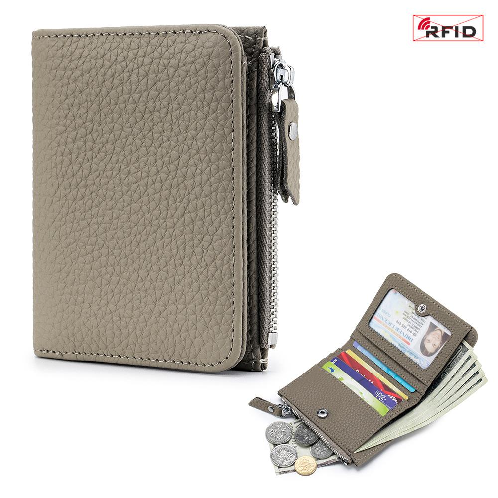 Japanese Style Genuine Leather Slim RFID Wallet for Women - Compact Zippered Coin Purse & Card Holder with Large Capacity (New Design)