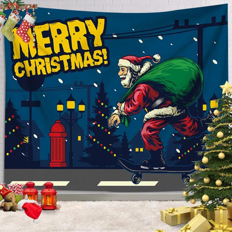 Ashou Merry Christmas Tapestry Wall Decor Hanging Room Decoration Christmas Tree Decorations Santa Claus Tapestry Home Decor