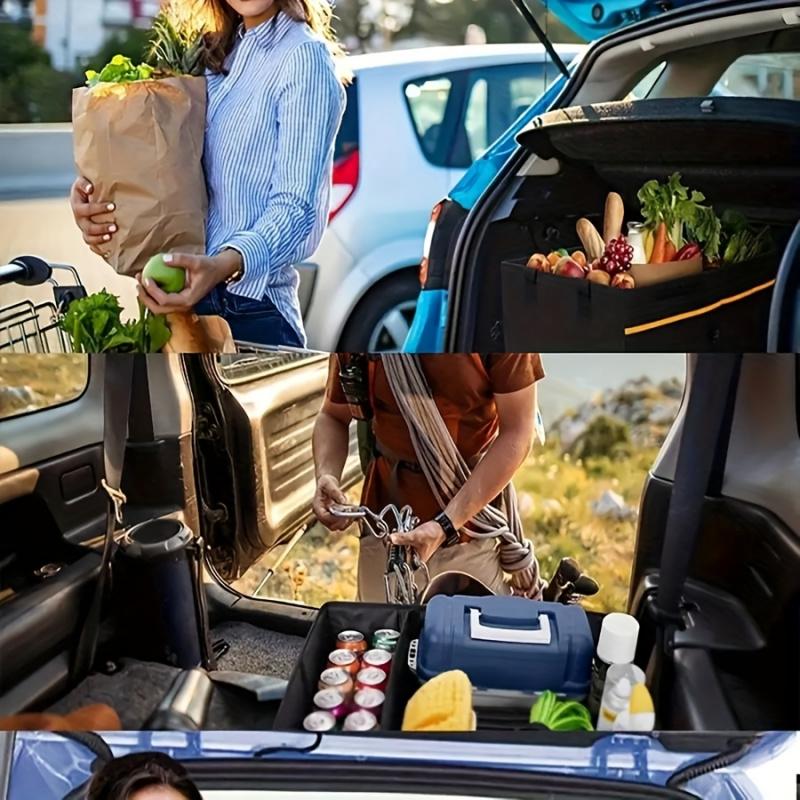 Large Capacity Foldable Car Storage Box Black Oxford Cloth