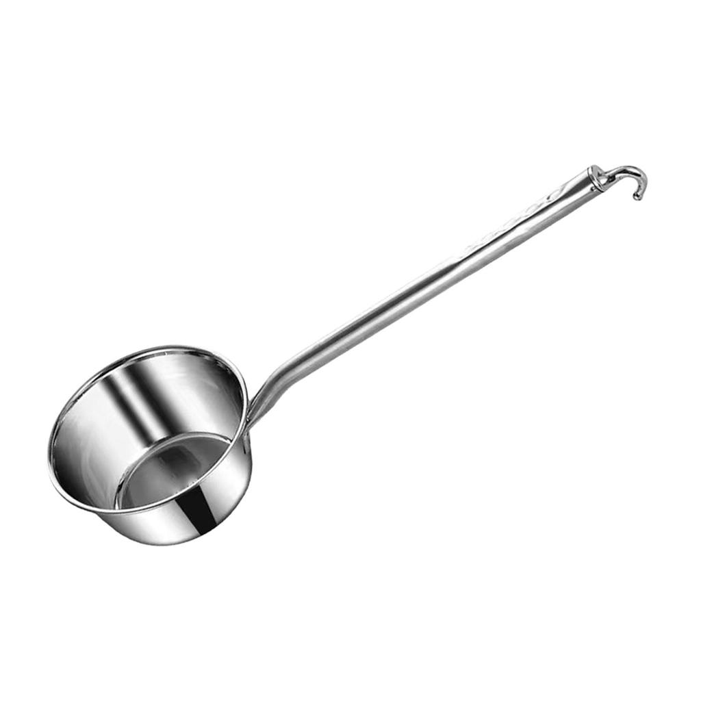 Stainless Steel Water Ladle Long Handled Lengthened Comfortable Grip Oil Spoon Porridge Spoon Cup for Kitchen Use Serving
