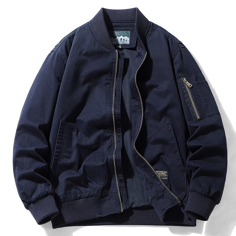 Men’s Spring/Autumn Baseball Cotton Jacket – Loose Fit, Casual Workwear, Functional Design, Large Sizes Available.