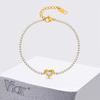 Vnox Heart-shaped Shiny ZC Stones Chain Bracelet, Simple Stainless Steel White Strap Wristband, Love Romantic Hand Jewelry Gifts