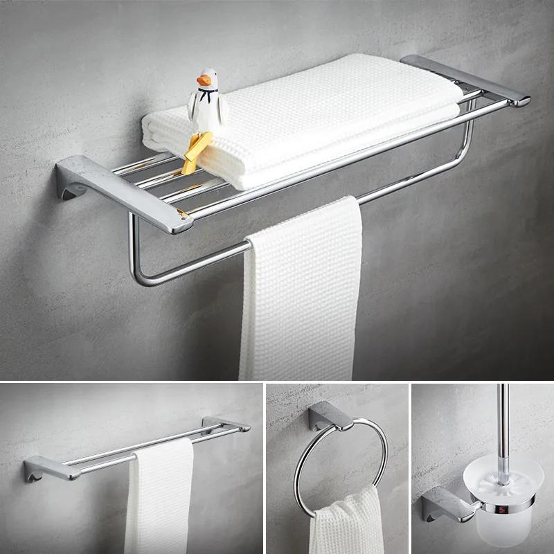 304 Stainless Steel Bathroom Hardware Chrome Towel Storage Rack ,Corner Shelf,Toilet Brush,Paper Holder Bathroom Accessories