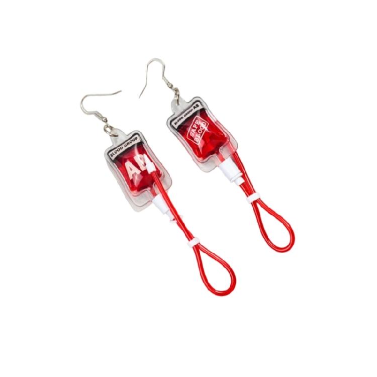 

Pair Creative Blood Bag Inspired Earrings Blood Liquid Earrings Decorative for Women Alternative Fashion Styles