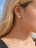 Two-tone Mixed Metal Stud Earrings for Women, Stainlesss Steel Architectural Dome Studs Chunky Jewelry Waterproof