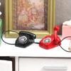 1:12 Scale Miniature Retro Red & Black Telephone Toy for Dollhouse