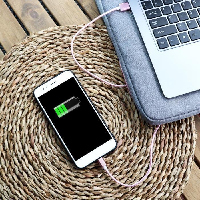 Câble type c pour xiaomi redmi k40 câble usb tressé nylon 1,3 mètre câble charge-synchro rapide-transfert de données type c - rose