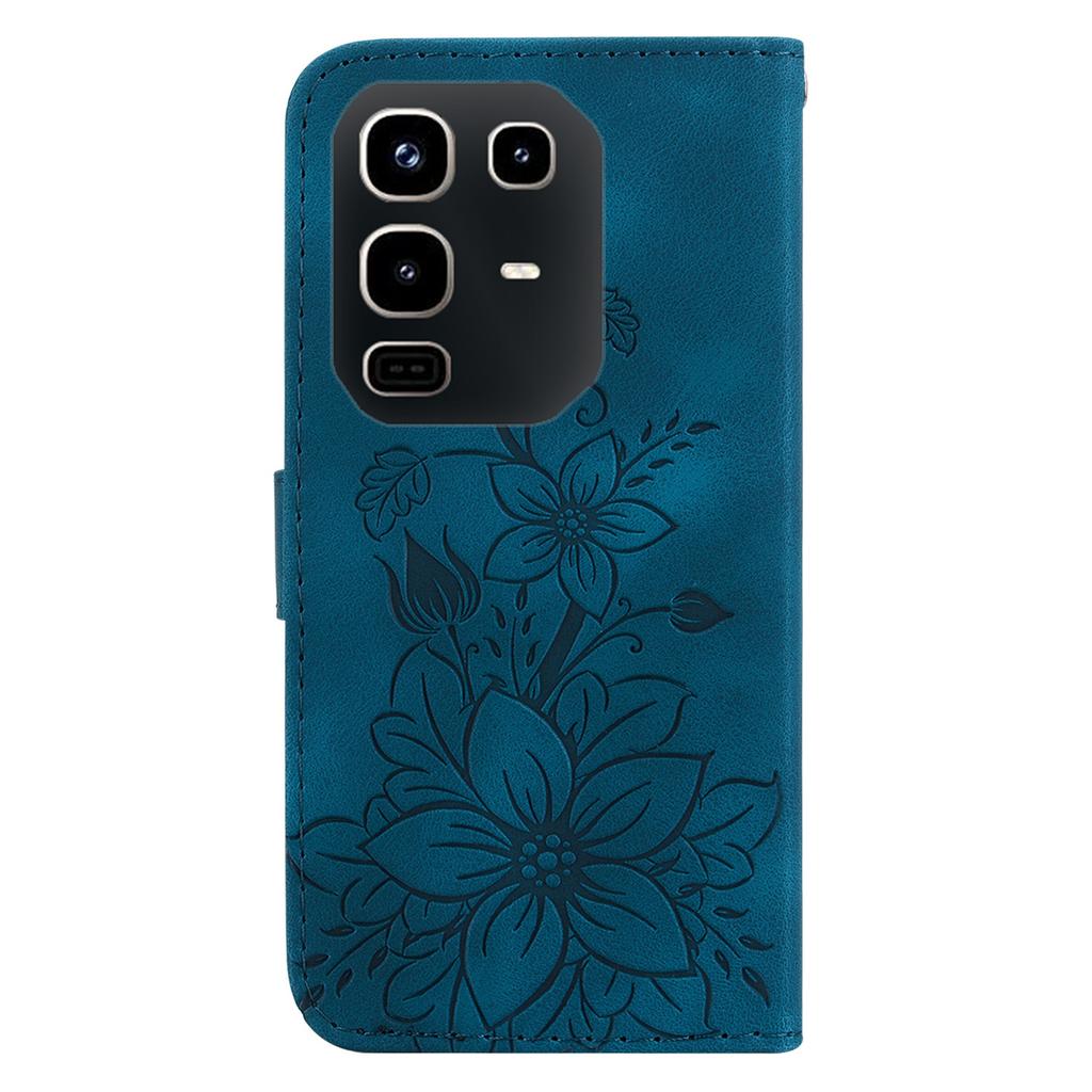 Pour Infinix Note 50 4G/Note 50 Pro 4G Étui à Support Imprimé Fleur de Lys Housse de Téléphone en Cuir avec Dragonne