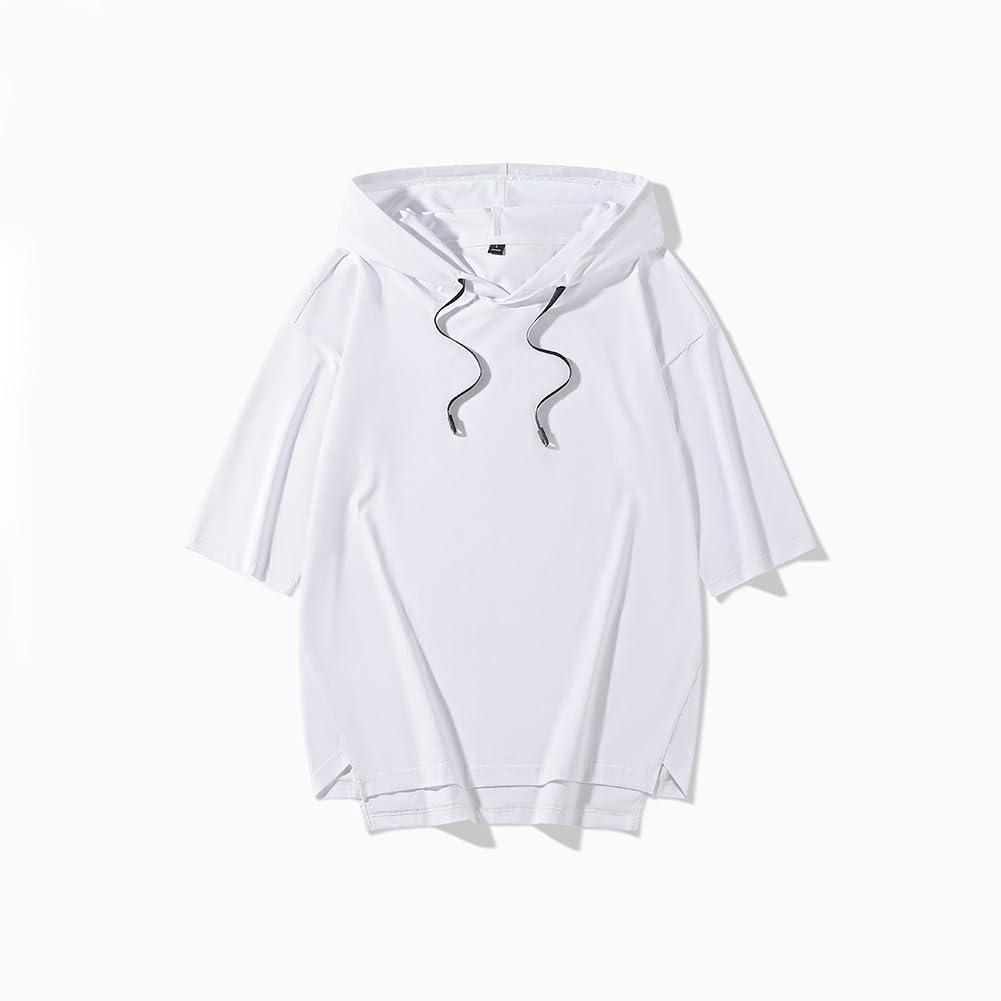 Summer Short Sleeve Soft and Plus Sizes Popular Solid Casual Pullover with Cool White Size M [FJLTDCP] Men's Hoodie, Hoodie, Thin, Stylish, Available,