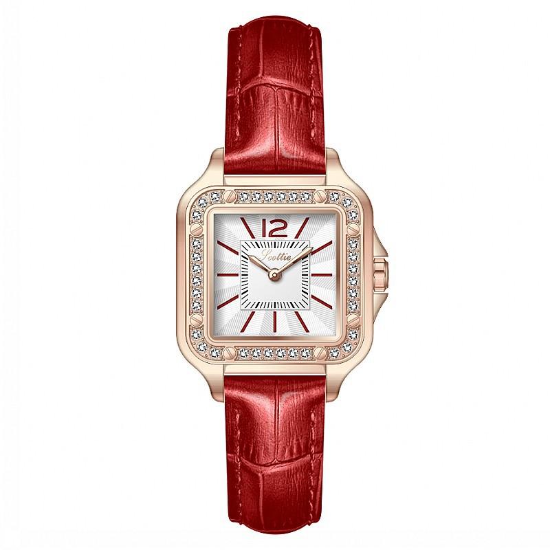 Fashion Diamond Trend Personalized Waterproof Ladies Watch Women S Square Red Belt