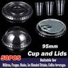 Hochwertiger 95mm Becher und Deckel Plastik Transparent Einwegbecher Milchteebecher