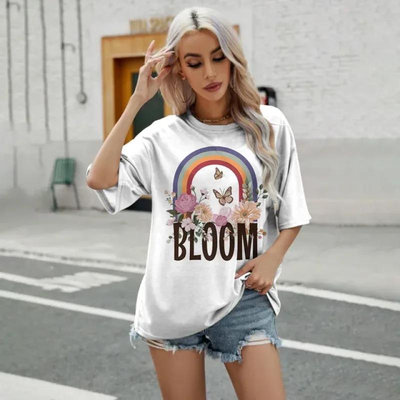 Cartoon Print Loose Simple Short Sleeve High Quality Comfortable Breathable Round Neck T-shirt 2024 Women's New Casual T-shirt