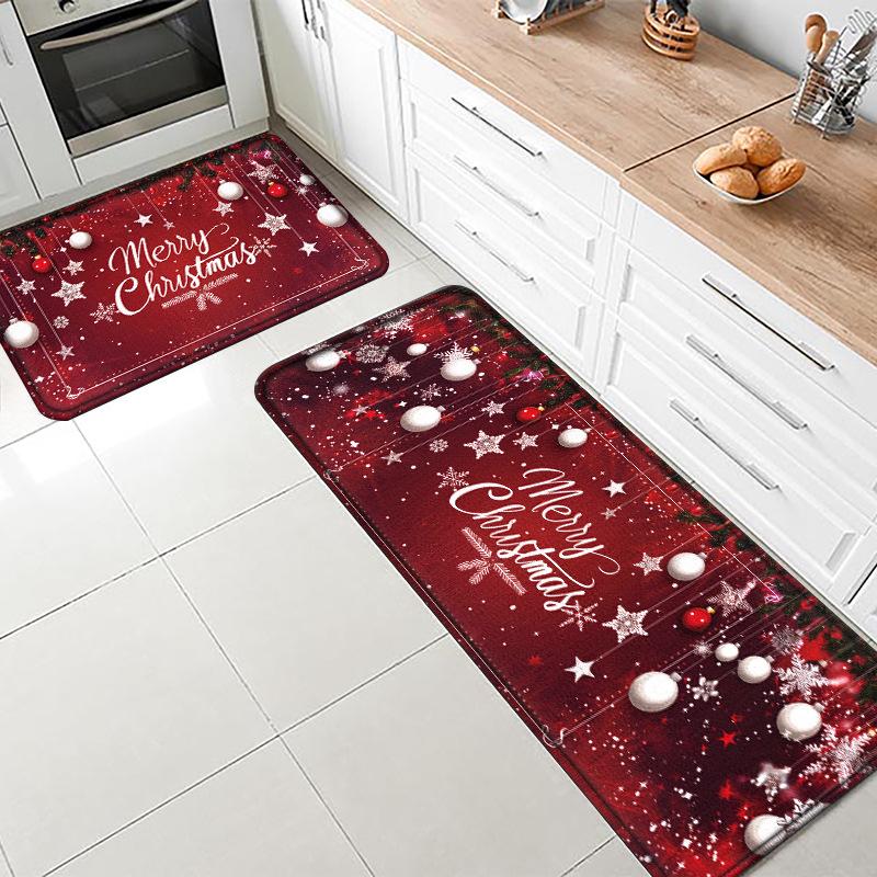 Christmas Kitchen Mats Entrance Doormat Decor Winter Xmas Hallway Balcony Rugs Bath Non-slip Foot Pad Christmas Decorations