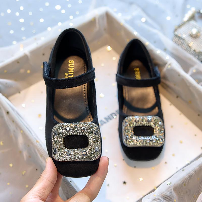 2026New girls' high-heeled princess shoes, spring and autumn children's leather shoes to match dresses, little girls' Mary Jane square-toed single