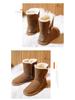 Korean Style Mid-Calf Snow Boots for Women - Warm, Non-Slip, Cowhide, Velvet Lined, Fashionable & Versatile for Winter 2025