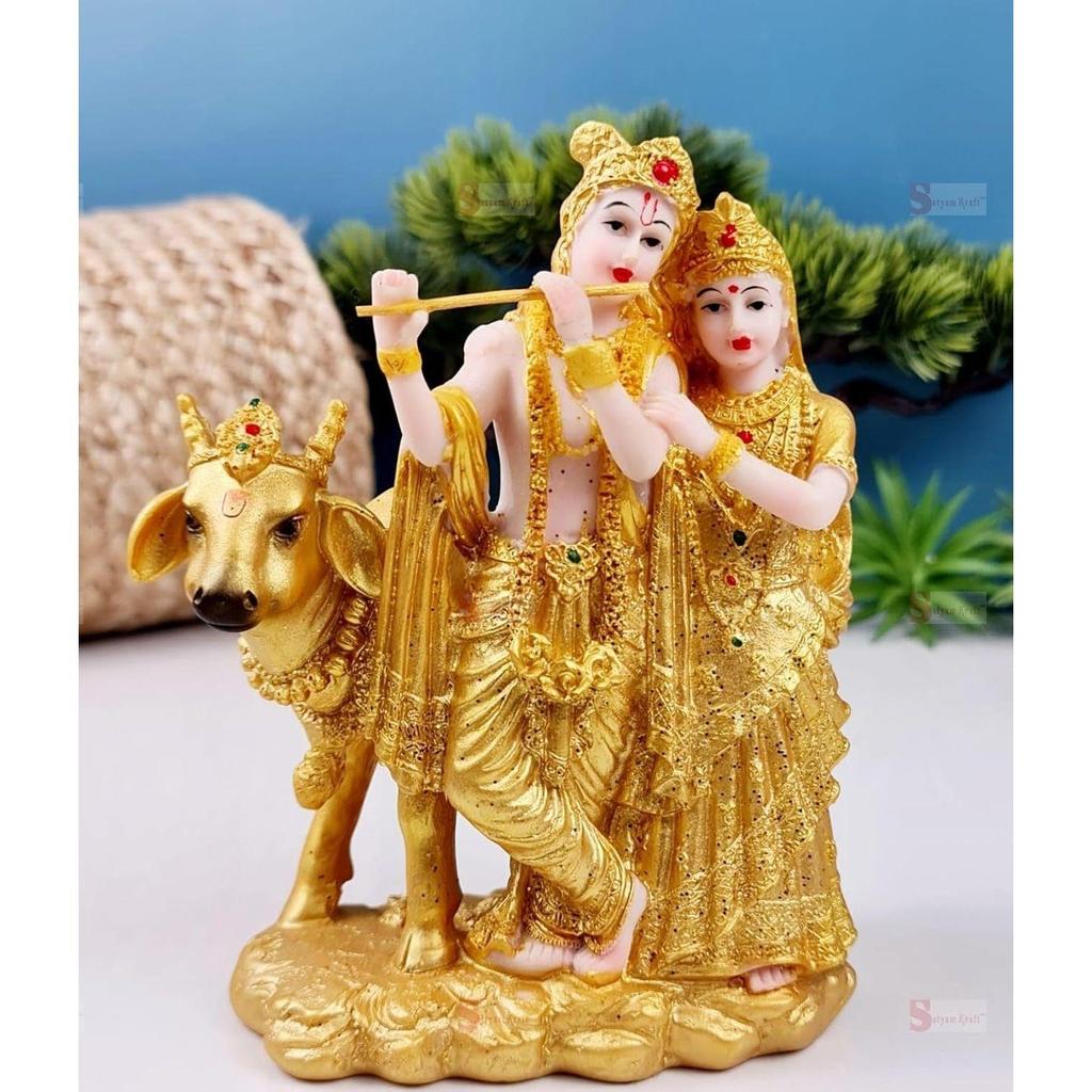 1 st Shree Radha Krishna Idol-Guld Murti Staty Dekor,Kontor,bilinstrumentbräda, Mandir, Bordsdekoration, | Gåva till honom