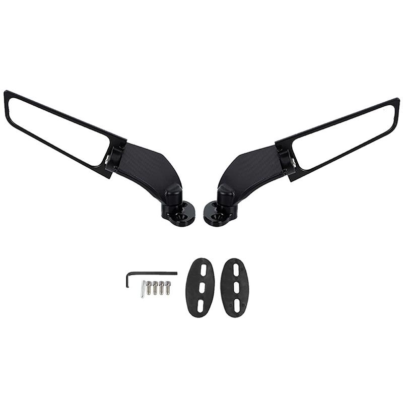 2PCS Modified Motorcycle Rearview Mirrors Wind Wing Adjustable Rotating Side Mirrors for Most Motorcycle Sports