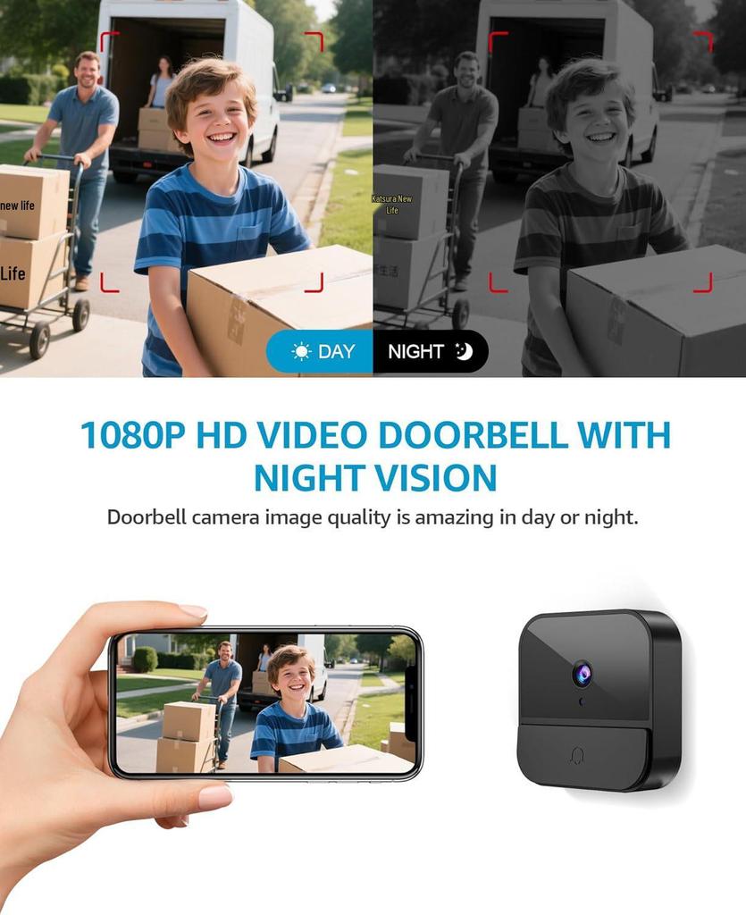 Smart Visual Doorbell with Tuya App, Free Cloud Storage, and Ultra-Long Standby