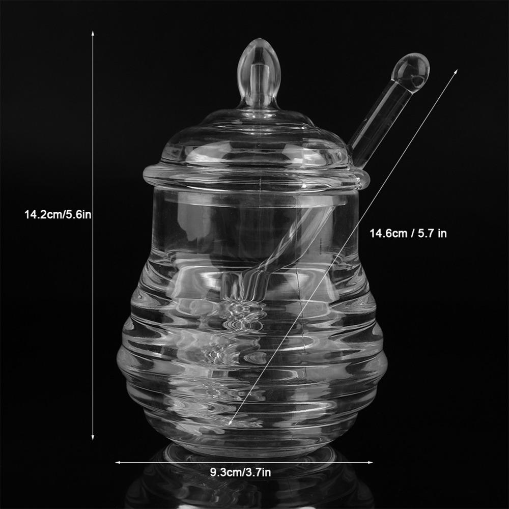 245ml Honey Jar Transparent with Dripper Stick Storage Container Easy To Clean Durable Syrup Pot Kitchen Dining