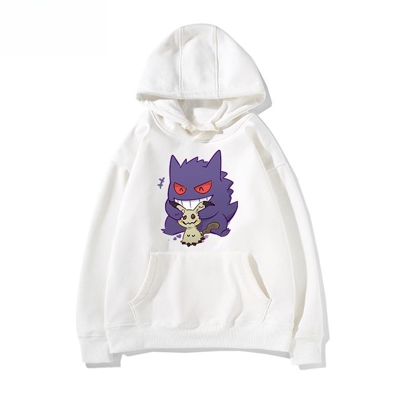 Pokémon Cartoon Cute Gengar Print Hoodie for Men and Women Autumn_winter New Y2K Harajuku Large Size Casual Trend Sweater Top
